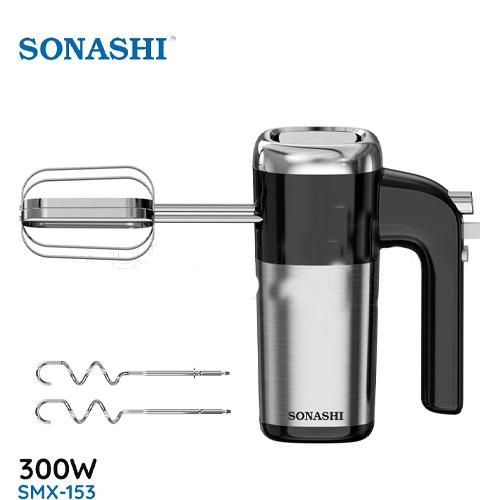 Sonashi Batteur mixeur 2en1 avec 5 vitesse 300W en acier inoxydable couleur gris SMX-153